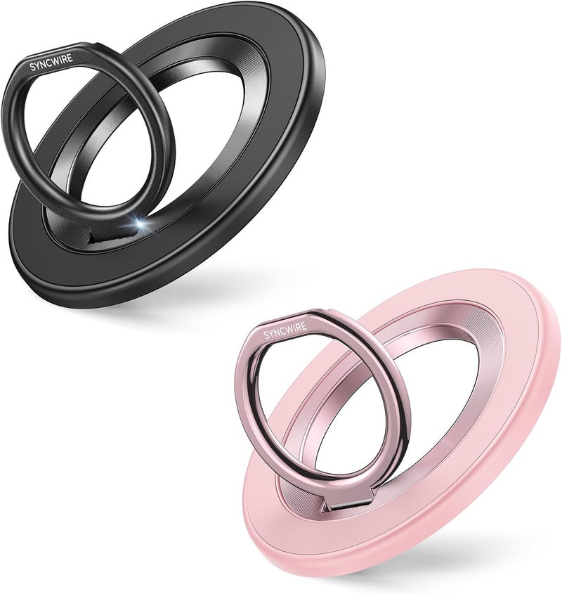 Syncwire Magnetic Phone Ring Holder for MagSafe [2 Pack] - Magnet Cell Phone Grip Stand Finger Ring Kickstand Two-Sided Magnetic Compatible with iPhone 17 Pro Max 16 15 14 13 12 MagSafe Accessories - Image 1